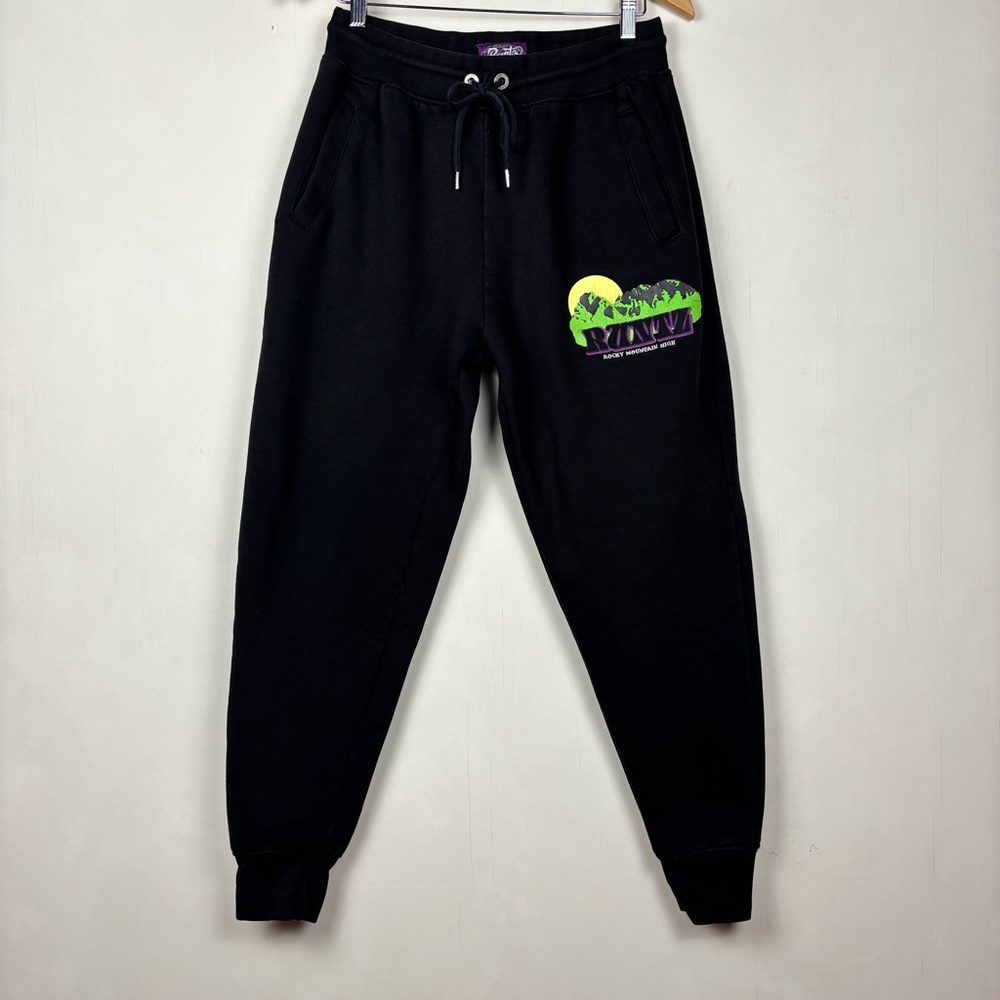 Runtz Worldwide Rocky Mountain High Black Jogger Sweatpants L Grunge Streetwear